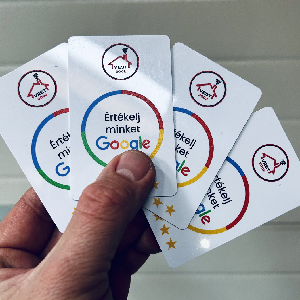 Google értékelésgyűjtő kártya, okoskártya
